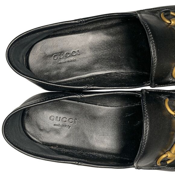 Gucci Brixton Horsebit Loafers EU 38 US 8 Black Leather Slip On Flat Shoes - Picture 9 of 12